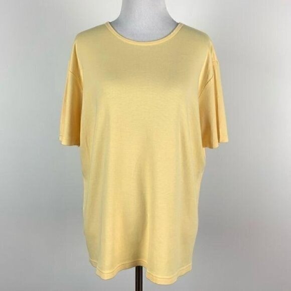 Talbots women’s top size L yellow short sleeve - Picture 1 of 10